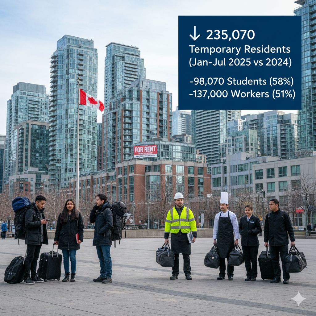 Canada reported 235,070 fewer temporary residents in 2025